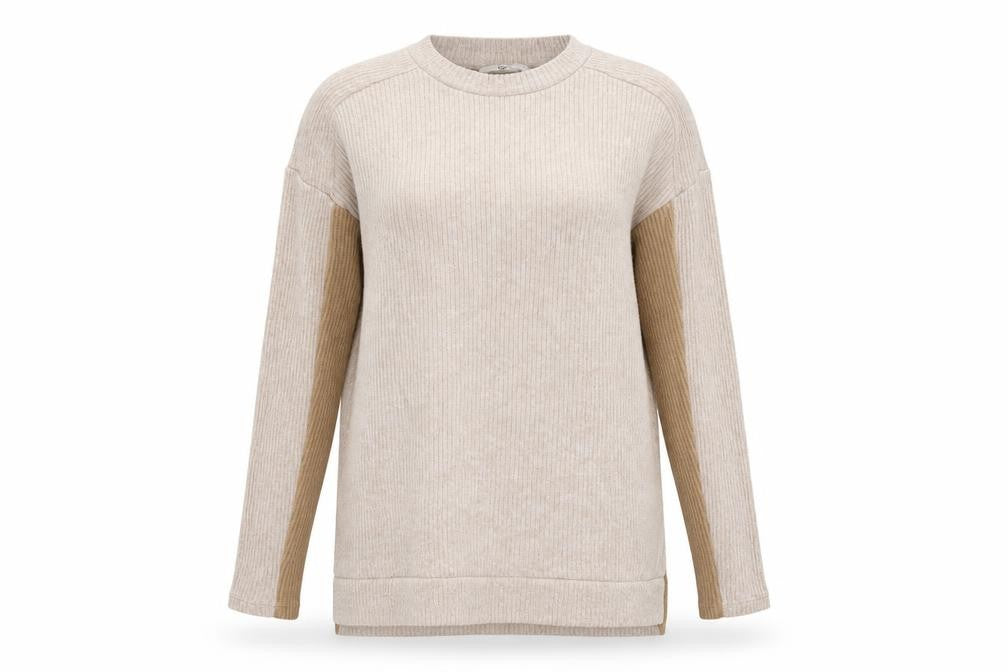 Front view of Tu women’s brown scoop neck polyester jumper, size UK 8, - ribbed
