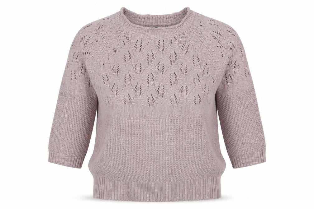Front view of Oasis women’s pink scoop neck acrylic jumper, size M