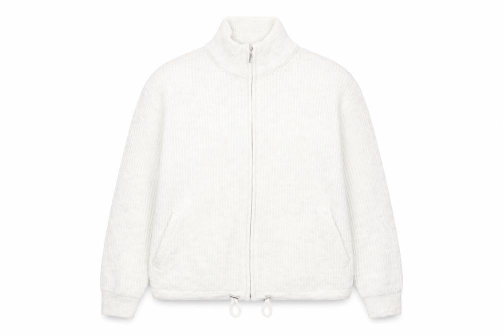 Front view of Marks & Spencer women’s grey jacket, size S, zip