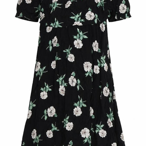 Dorothy Perkins Womens Black Floral Polyester Trapeze & Swing Size 10 Off the Shoulder Pullover