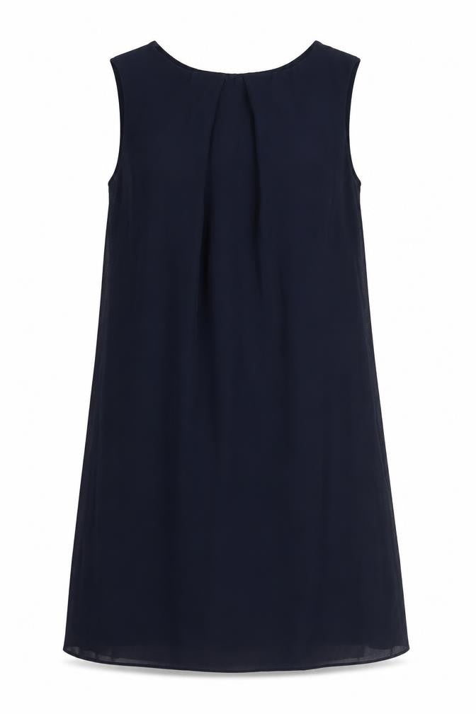 Front view of Primark women’s blue polyester a-line, size UK 8, boat neck button
