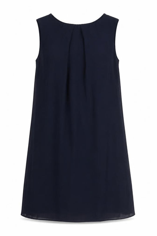 Front view of Primark women’s blue polyester a-line, size UK 8, boat neck button
