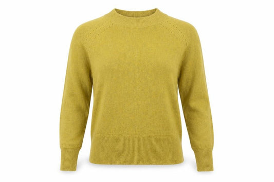 Front view of Oasis women’s green round neck polyester jumper, size XS