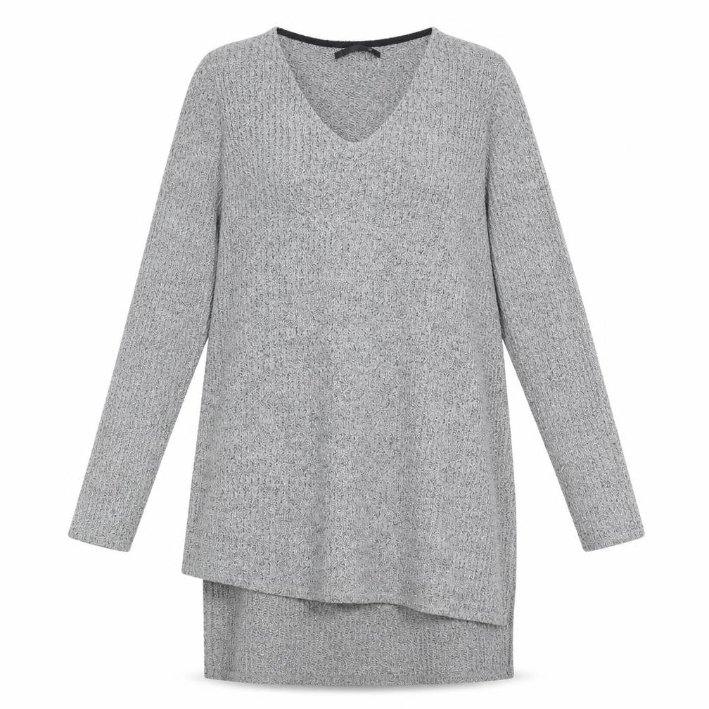 Only Womens Grey Acrylic Tunic T-Shirt Size M V-Neck
