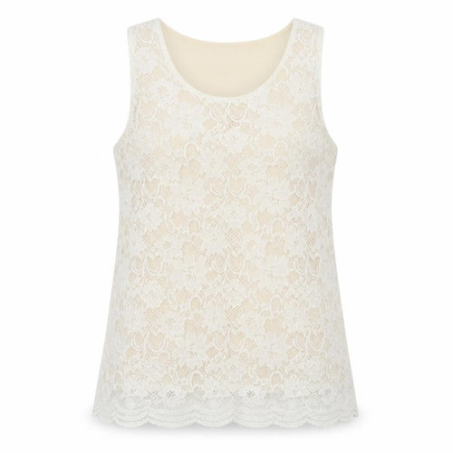 Cutie Blonde Womens White Floral Viscose Basic Tank Size L Scoop Neck