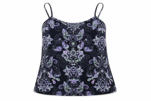 Front view of Dorothy Perkins women’s multicoloured geometric polyester basic tank, size UK 12, v-neck
