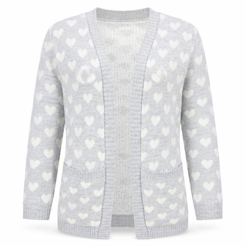 Club L Womens Grey V-Neck Geometric Acrylic Cardigan Jumper Size 12 - Love heart