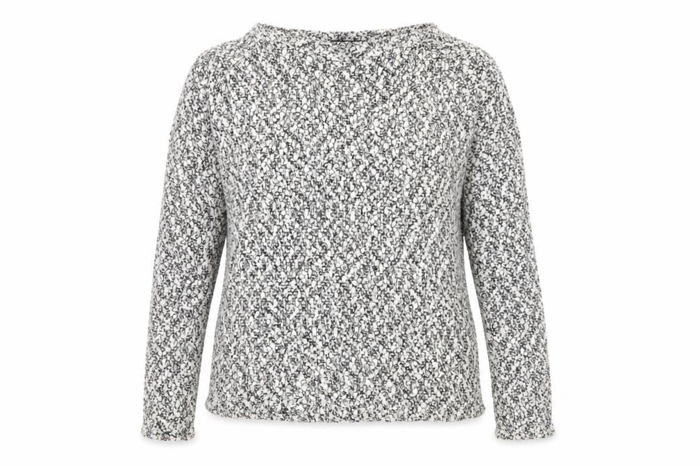 Front view of George women’s grey boat neck polyester jumper, size UK 12