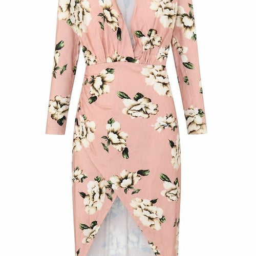 Preworn Womens Pink Floral Cotton Sheath Size S V-Neck Pullover