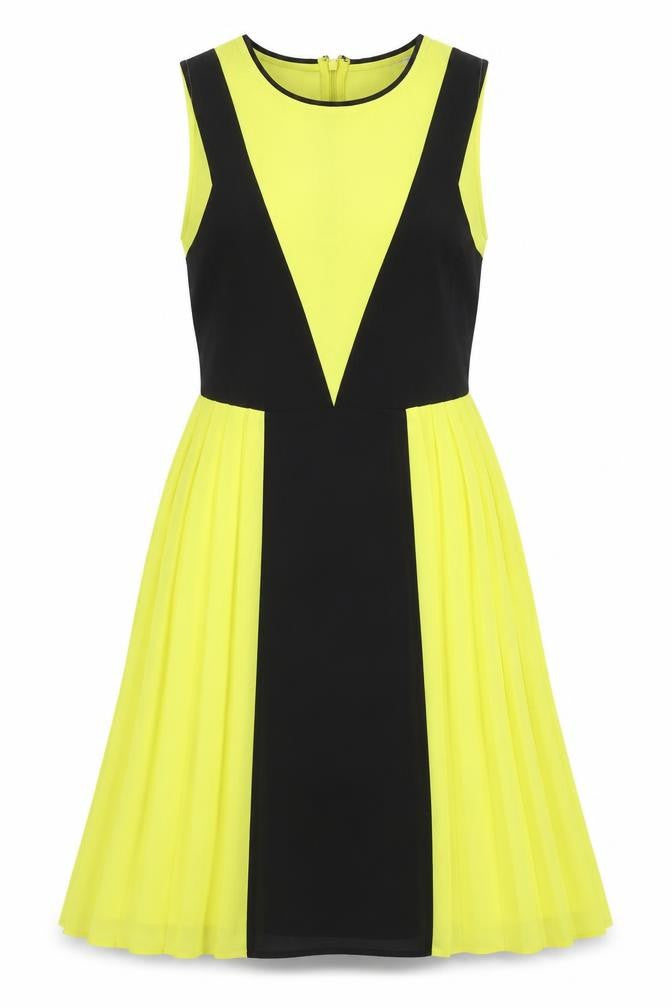 Front view of Next women’s multicoloured polyester fit & flare, size UK 12, round neck zip