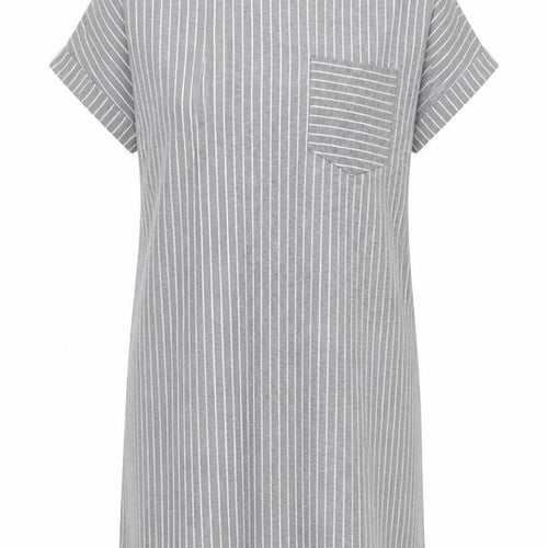 Boohoo Womens Grey Striped Polyester Shirt Dress Size 12 Round Neck Pullover