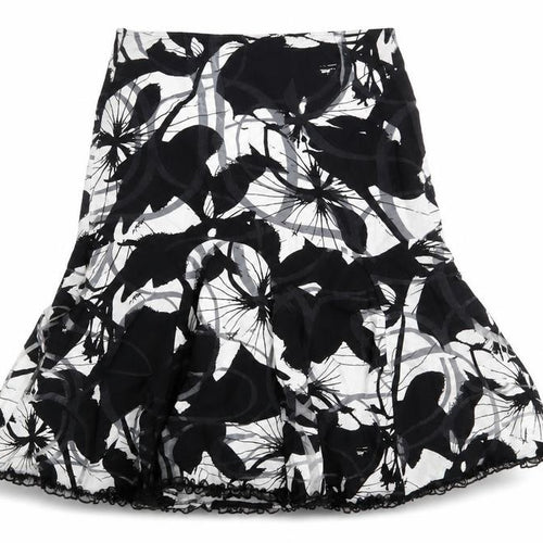 Preworn Womens Black Geometric Viscose A-Line Skirt Size 10 Zip