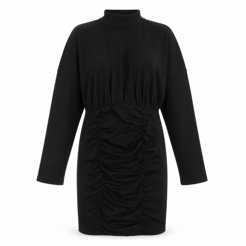 PRETTYLITTLETHING Womens Black Polyester Sheath Size 10 High Neck Pullover