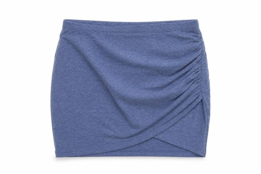 Front view of H&M women’s blue polyester bandage skirt, size M