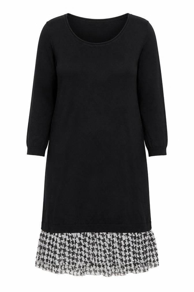 Front view of Next women’s black cotton shift, size UK 12, boat neck pullover