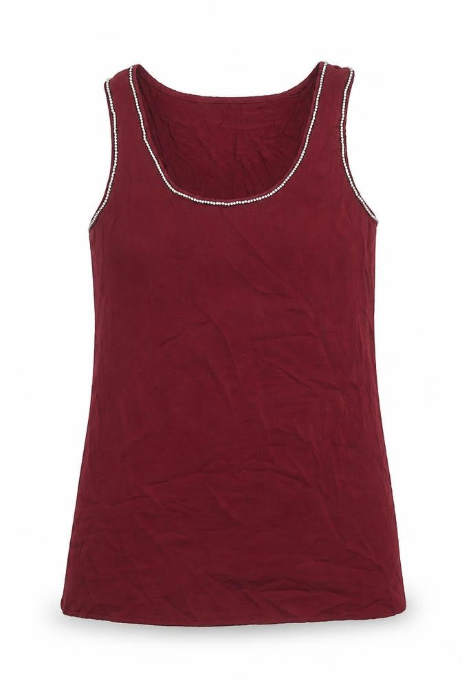 Warehouse Womens Red Polyester Basic Tank Size 12 Round Neck