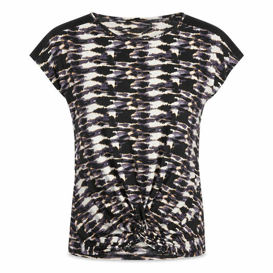 Front view of Wallis women’s multicoloured geometric polyester basic t-shirt, size UK 10, round neck