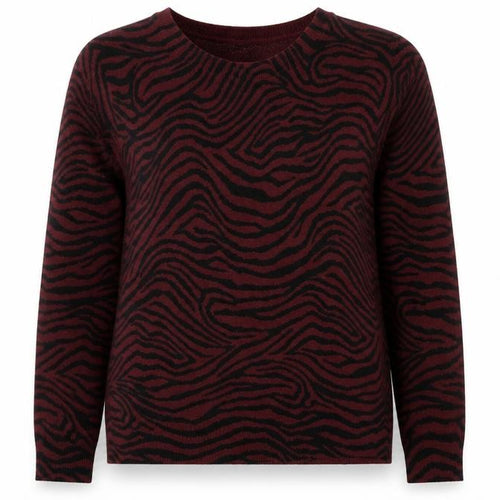Marks and Spencer Womens Red Round Neck Animal Print Acrylic Pullover Jumper Size 14