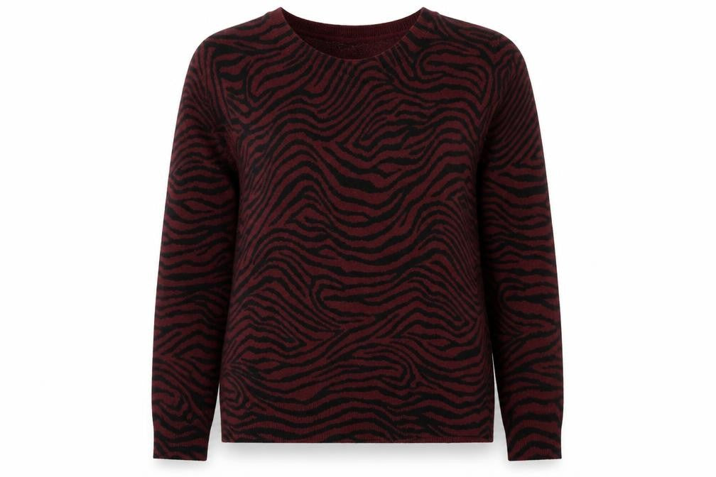 Marks and Spencer Womens Red Round Neck Animal Print Acrylic Pullover Jumper Size 14