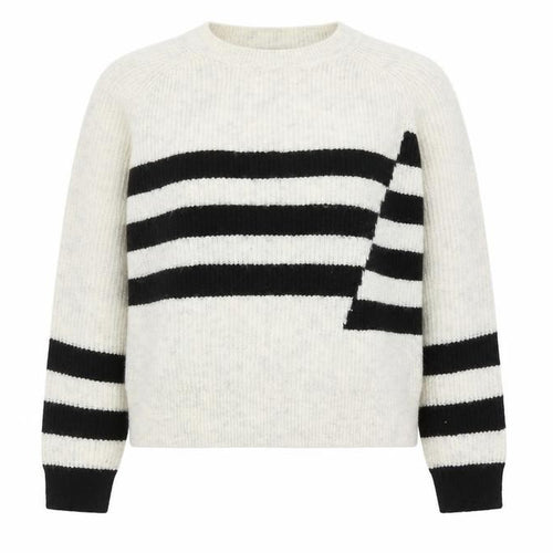Marks and Spencer Womens Ivory Round Neck Geometric Acrylic Pullover Jumper Size M