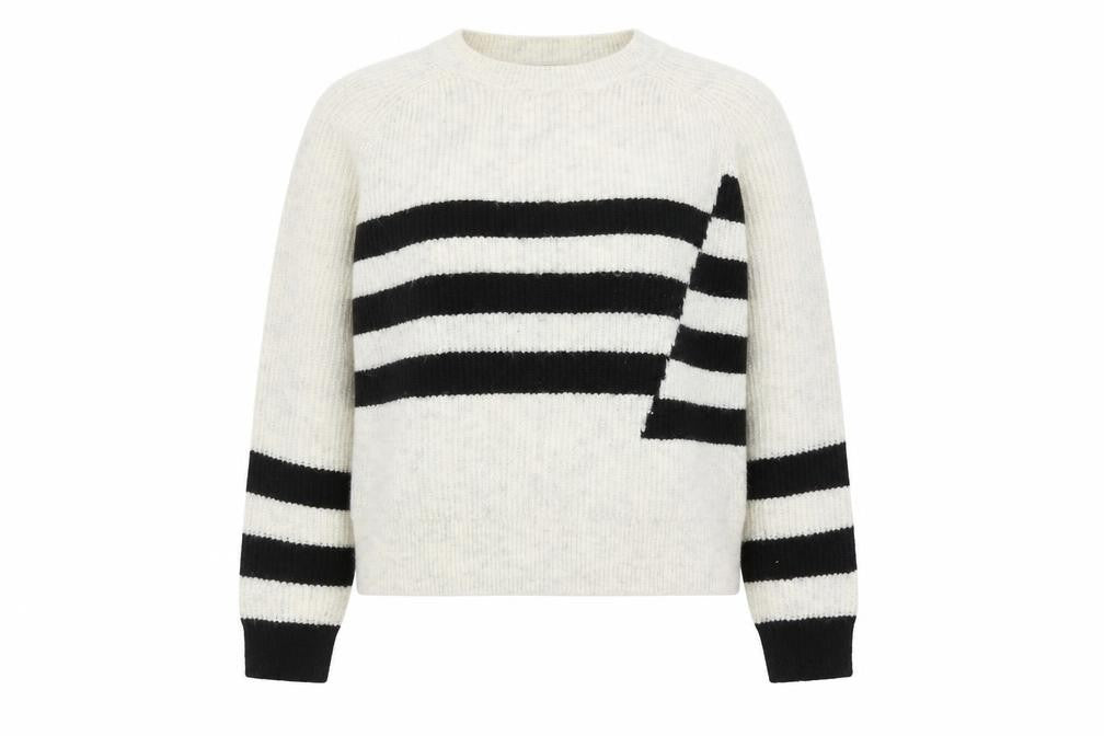 Marks and Spencer Womens Ivory Round Neck Geometric Acrylic Pullover Jumper Size M