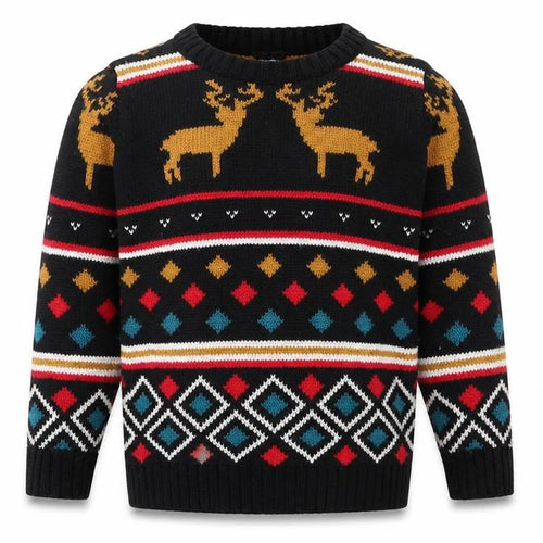 Mini Club Baby Black Fair Isle Cotton Pullover Jumper Size 9-12 Months Button - Christmas