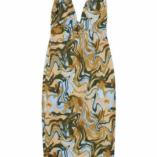 I SAW IT FIRST Womens Multicoloured Geometric Polyester Pencil Dress Size 10 Halter Tie
