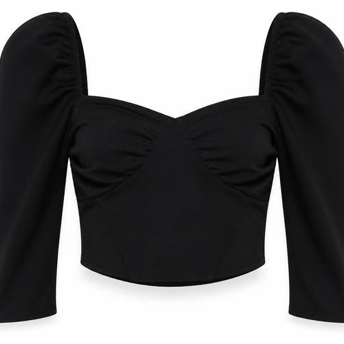 Nasty Gal Womens Black Polyester Cropped Blouse Size 8 Sweetheart
