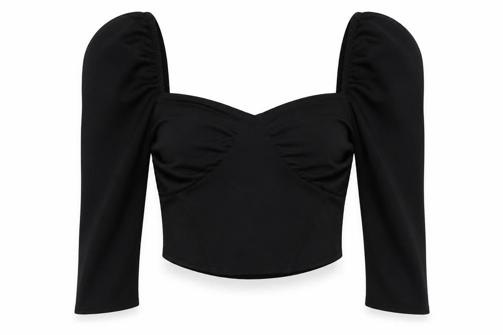Nasty Gal Womens Black Polyester Cropped Blouse Size 8 Sweetheart