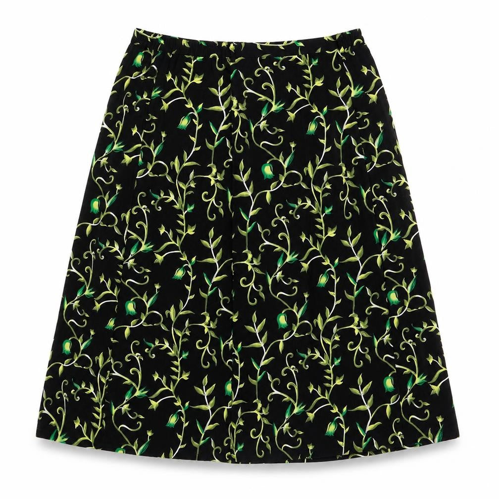 Daxon Womens Black Floral Polyester A-Line Skirt Size 34 in Zip