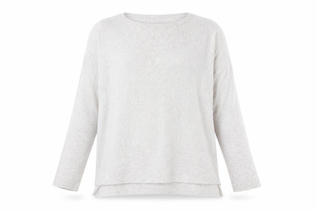 Front view of Topshop women’s grey round neck polyester jumper, size UK 12