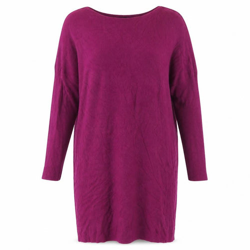 QED London Womens Purple Herringbone Viscose Jumper Dress Size S Boat Neck Pullover - Angel Wings