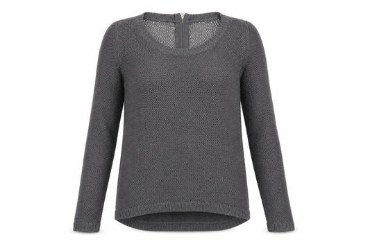 Front view of Divided women’s grey scoop neck acrylic jumper, size XS
