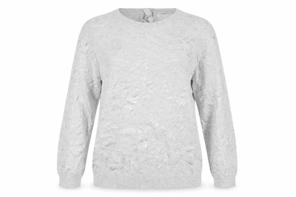 RJR.John Rocha Womens Grey Round Neck Geometric Acrylic Pullover Jumper Size 14