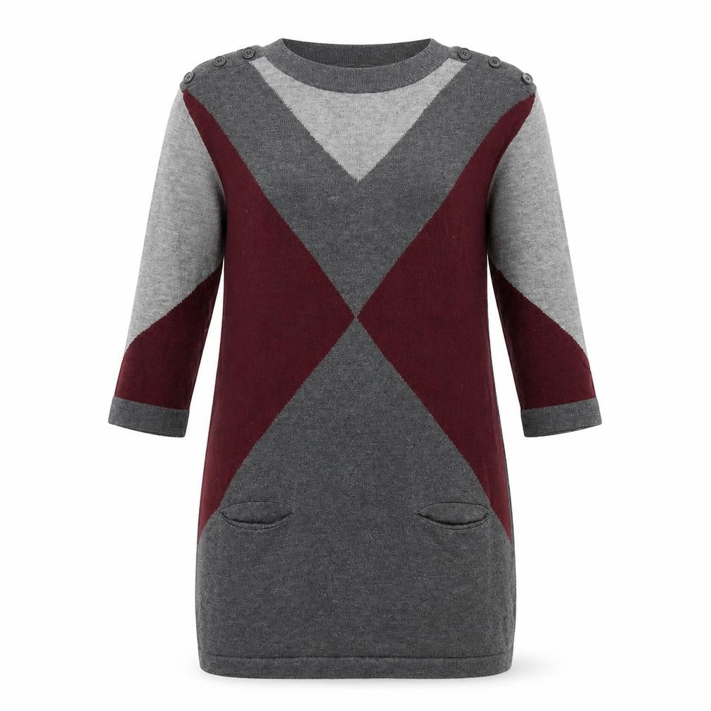Wallis Womens Grey Geometric Acrylic Jumper Dress Size S Round Neck Pullover