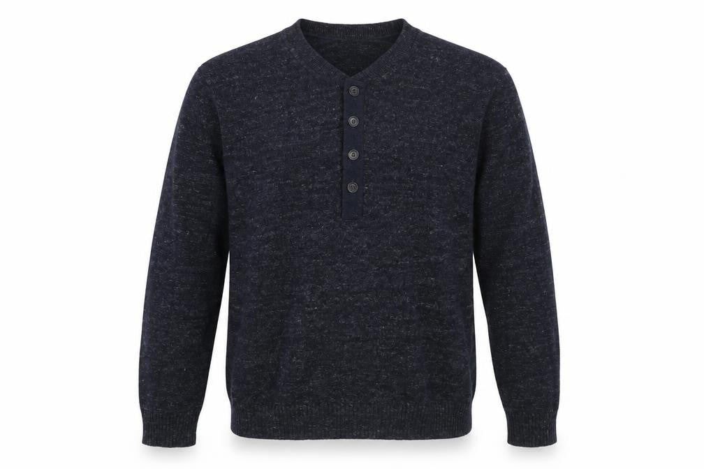 Front view of Gap men’s blue v-neck cotton jumper, size S