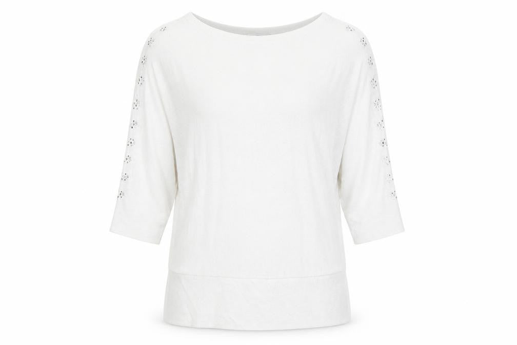 Front view of Next women’s grey viscose basic blouse, size UK 10, boat neck - split sleeve detail