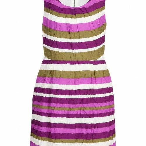 Great Plains Womens Purple Striped Viscose Sheath Size S Scoop Neck Zip