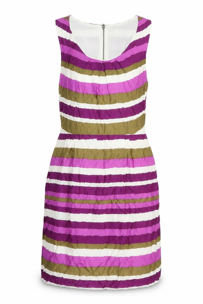 Great Plains Womens Purple Striped Viscose Sheath Size S Scoop Neck Zip