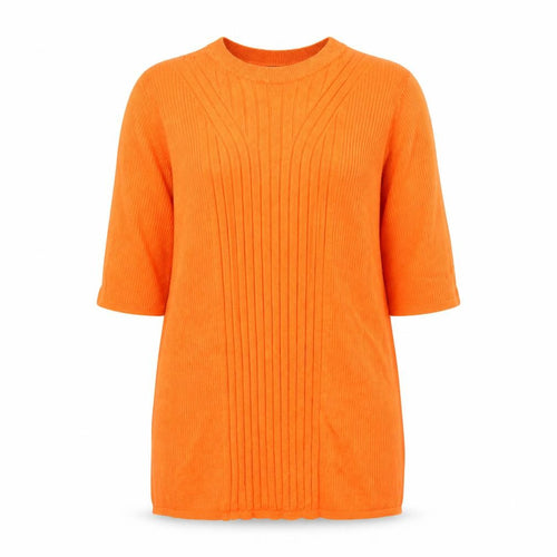 Marks and Spencer Womens Orange Scoop Neck Viscose Pullover Jumper Size L - Ribbed