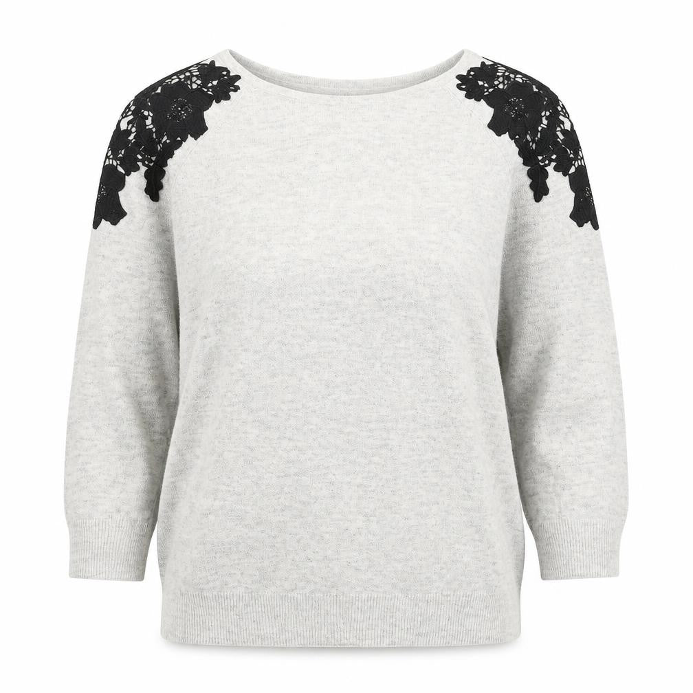 Front view of Wallis women’s grey scoop neck viscose jumper, size UK 12