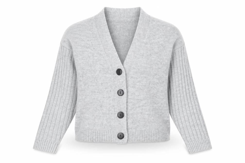 ASOS Womens Grey V-Neck Acrylic Cardigan Jumper Size 8