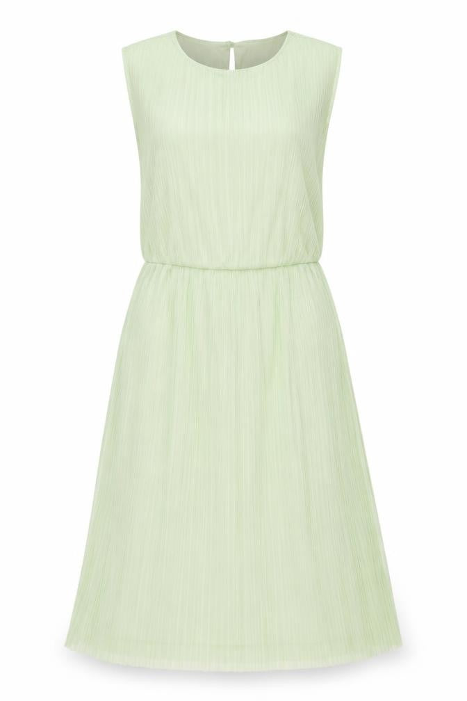 Miss Selfridge Womens Green Polyester Fit & Flare Size 6 Boat Neck Button