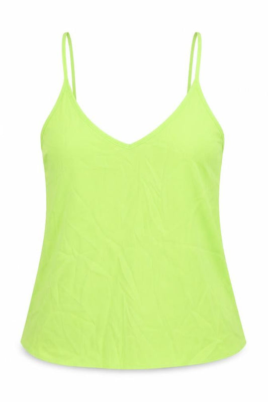 Front view of ASOS women’s green polyester basic tank, size UK 6, v-neck