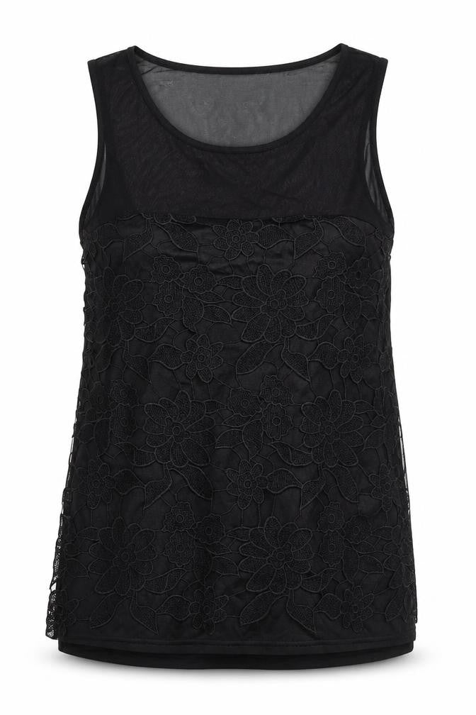 Front view of QED London women’s black polyester shift, size M, scoop neck pullover