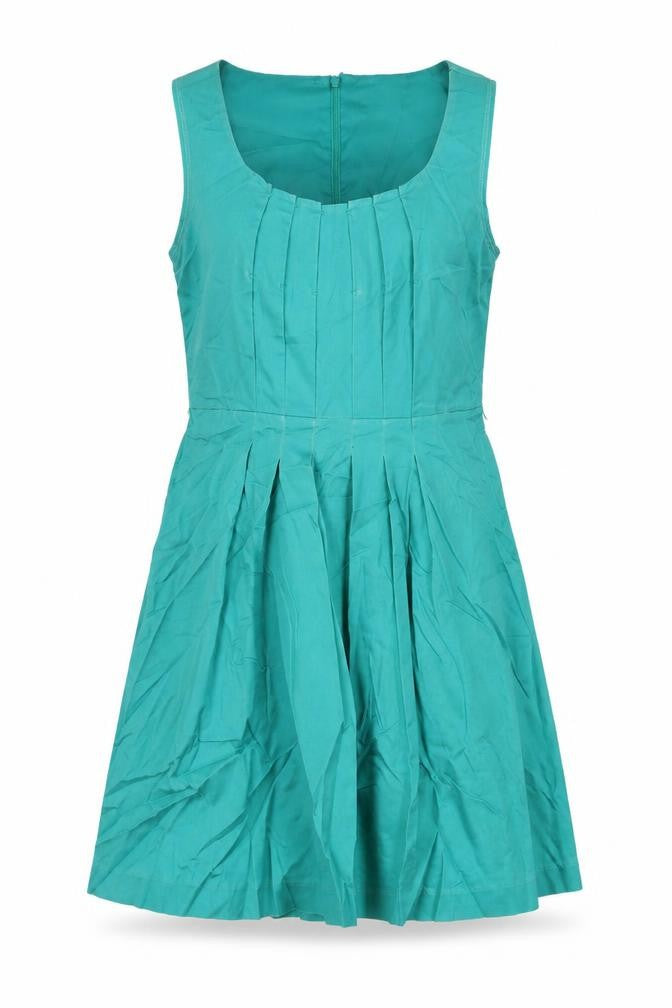 Oasis Womens Green Cotton A-Line Size 12 Scoop Neck Zip