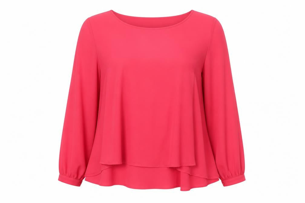 James Lakeland Womens Pink Polyester Basic Blouse Size 18 Round Neck