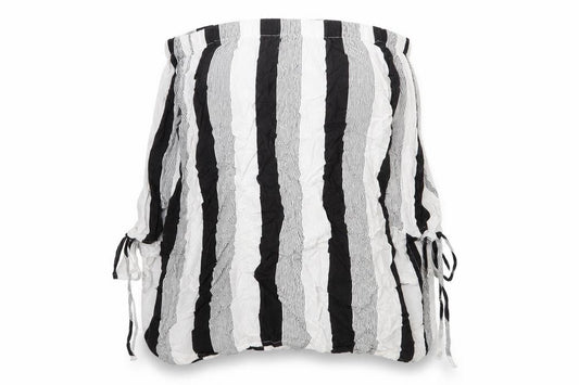 Front view of Primark women’s multicoloured striped viscose basic blouse, off the shoulder - tie sleeve detail bardot