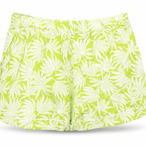 Uniqlo Womens Green Floral Viscose Bermuda Shorts Size M Regular Pull On