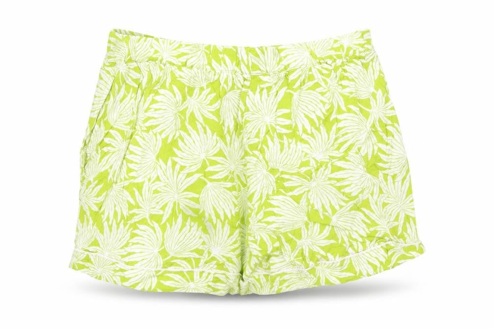 Uniqlo Womens Green Floral Viscose Bermuda Shorts Size M Regular Pull On